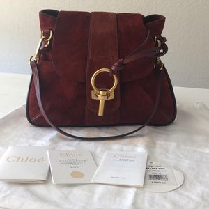 Chloé Lexa Suede Shoulder Bag in Sienna Red